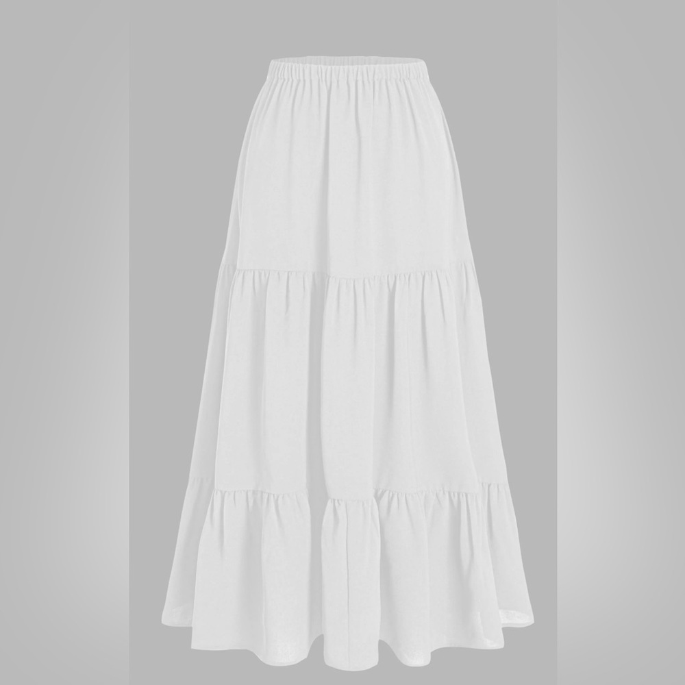 White Maxi Skirt with side slit